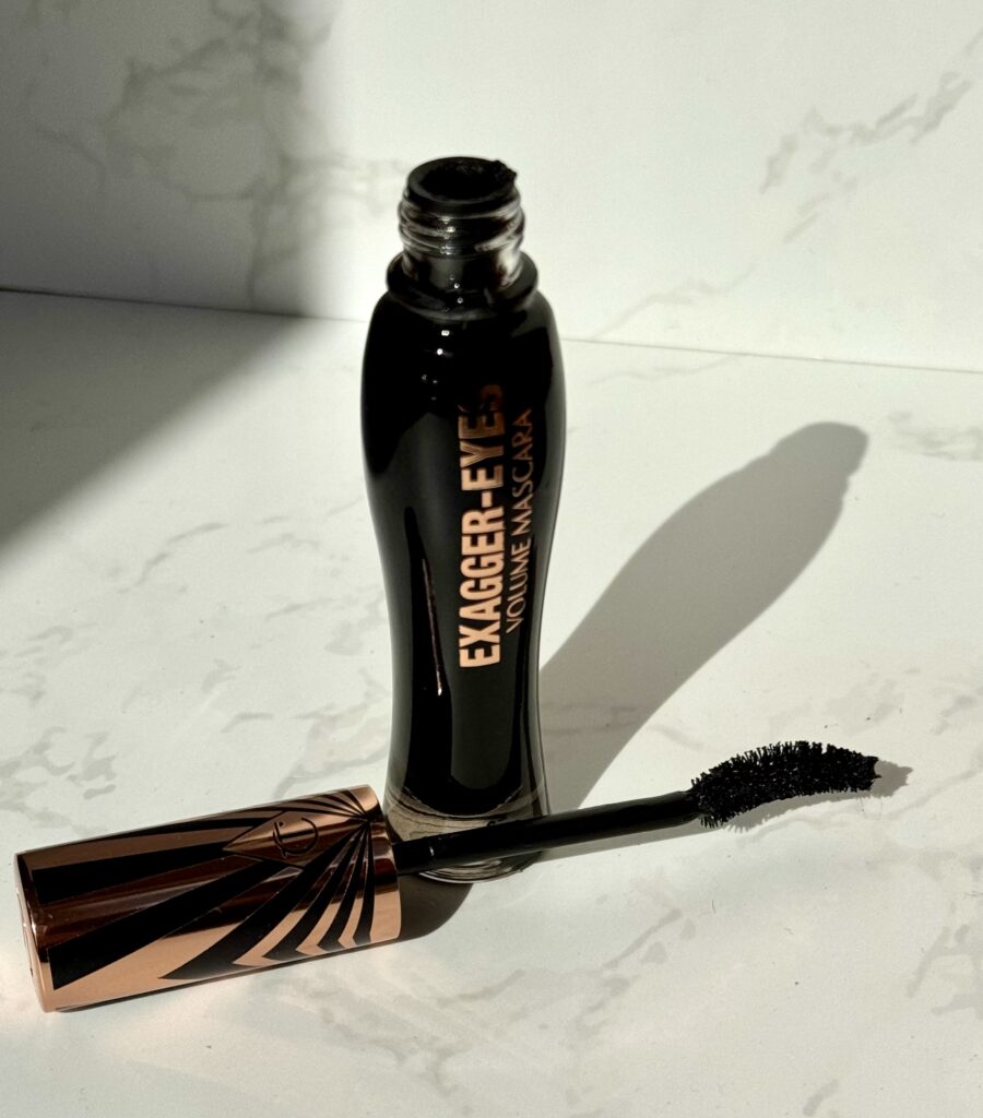 Charlotte Tilbury Exagger Eyes Mascara glass bottle and curved brush