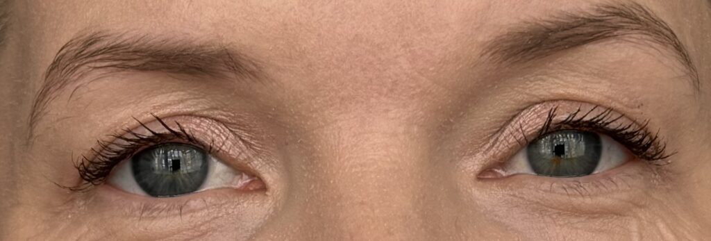 One coat of Sculpted by Aimee LashLift Mascara applied to both eyes