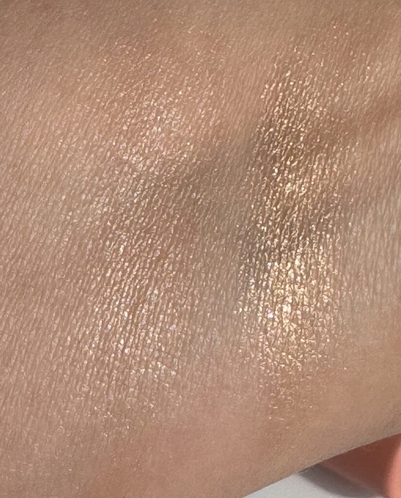 swatches of the cream and powder highlighters