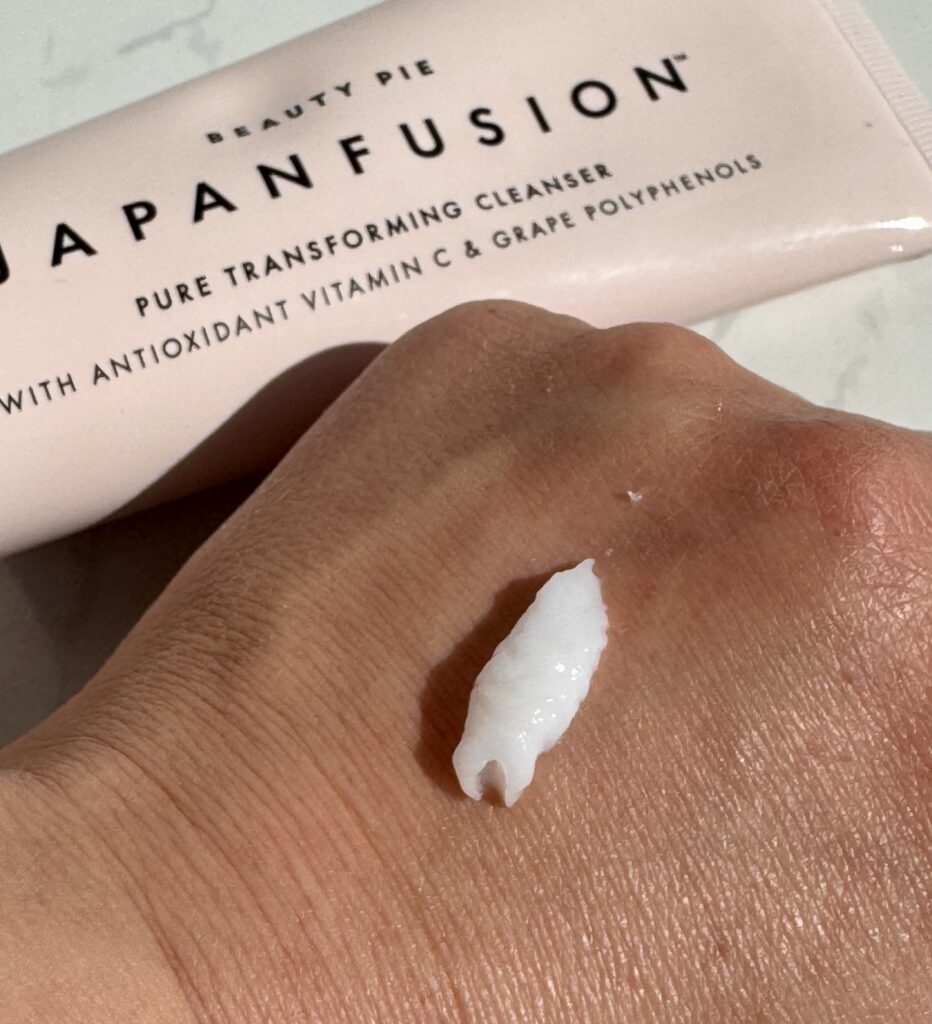 Texture on hand of the Beauty pie JapanFusion Pure Transformation Cleanser