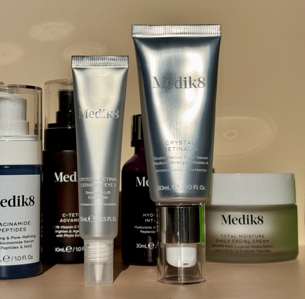 Medik8 Crystal Retinal with other Medik8 products on shelf