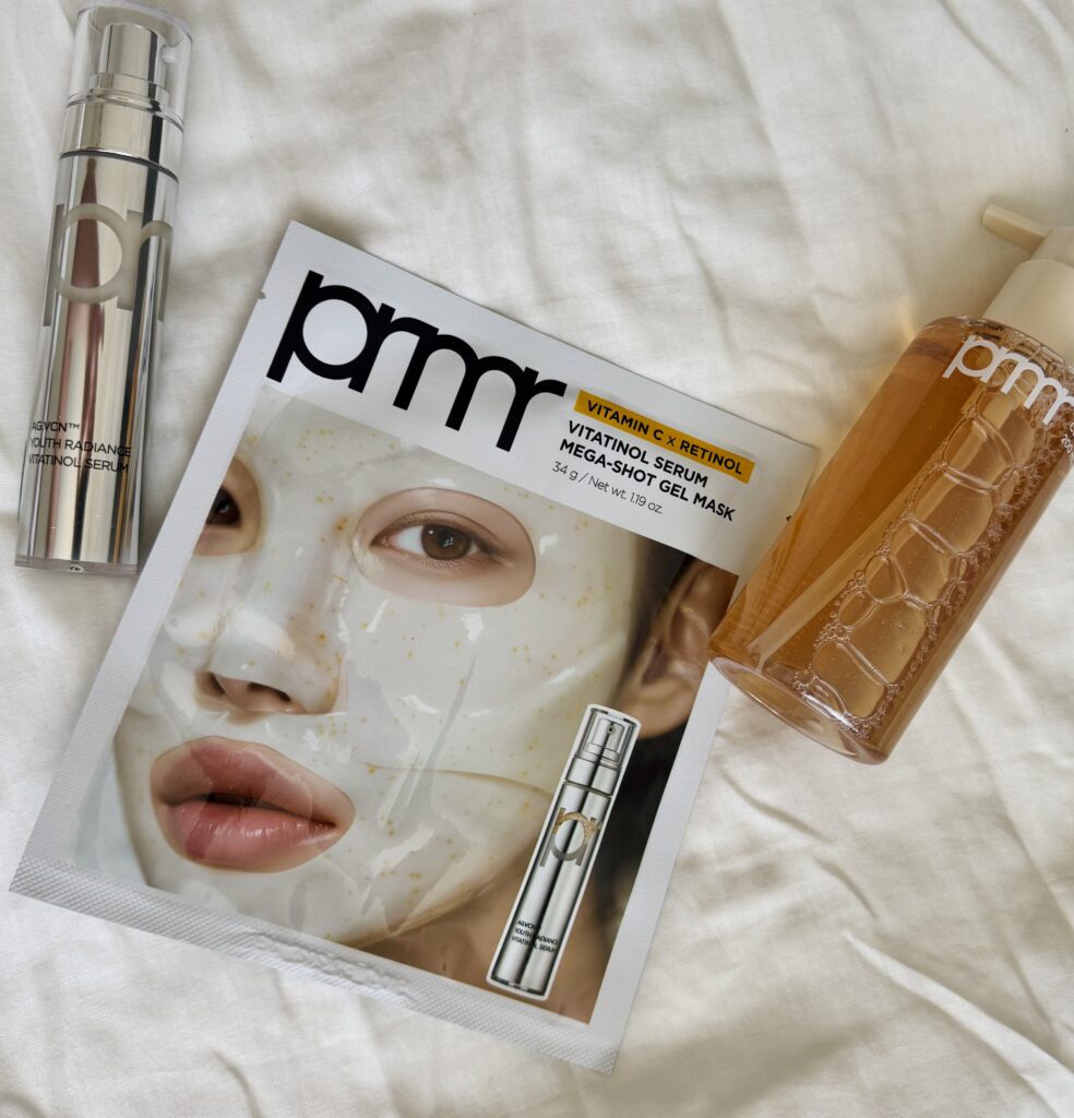 PRMR skincare products in flatlay style